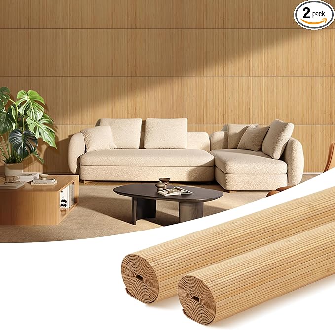 OUZUGIE 2 Pack 96x24 Inch Natural Bamboo Wall Panel – Twinned Carbides Pole by OUZUGIE