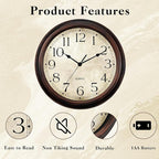 KECYET Wall Clock Battery Operated Vintage Silent Non-Ticking Analog Wall - Image 3