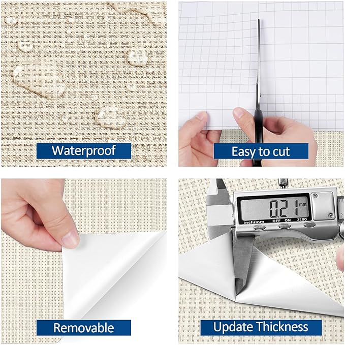 FunStick Beige Weave Grasscloth Peel and Stick Wallpaper Textured Wallpaper - Image 4