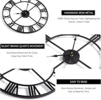 LEIKE Large Wall Clock, Non Ticking, Battery-Operated, Rustic Round Modern - Image 3