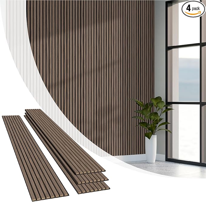 Olanglab Wood Wall Panels 4 Pack, Wood Slat Acoustic Wall Panels, 94.5"x12.6" by Olanglab