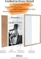 iHery Cowgirls Go Coastal Framed NewsPaper Canvas Wall Art, Natural OAK Wood - Image 4