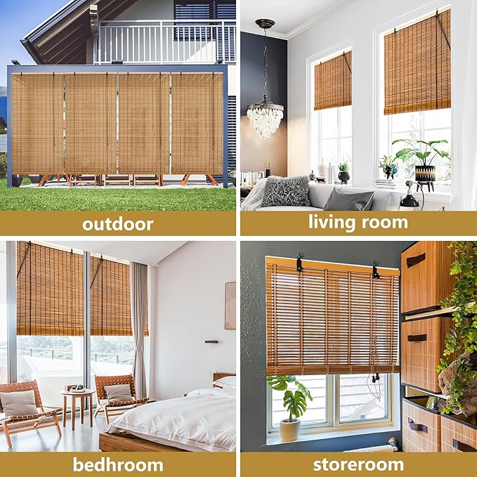24x72 Inch Bamboo Blinds for Interior Windows, UV Protection Roman Bamboo - Image 5