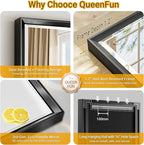 Black Framed Mirror for Bathroom 36x36 Inch Square Beveled Bathroom Mirror - Image 8