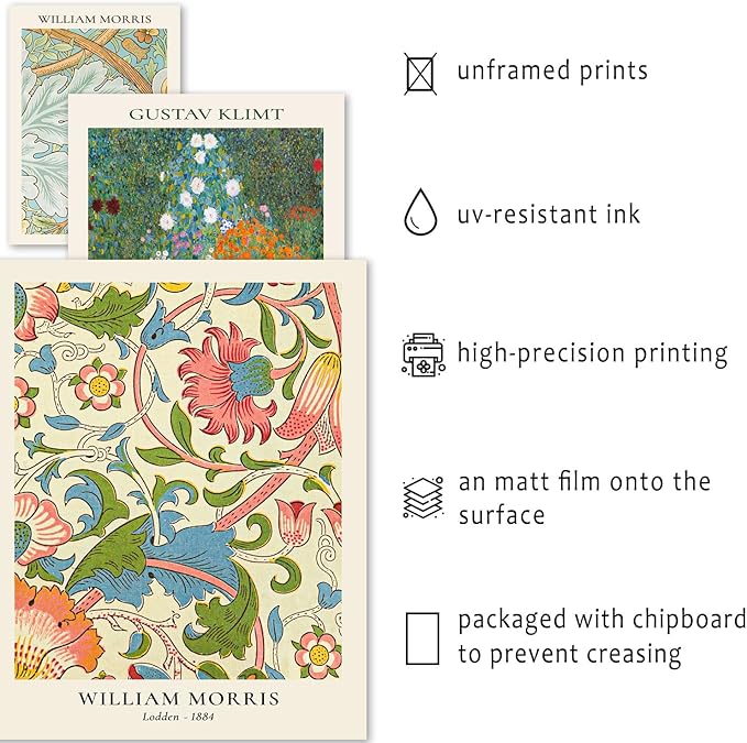 ANERZA 16 PCS Vintage Eclectic Wall Art Decor, William Morris Wall Prints - Image 3