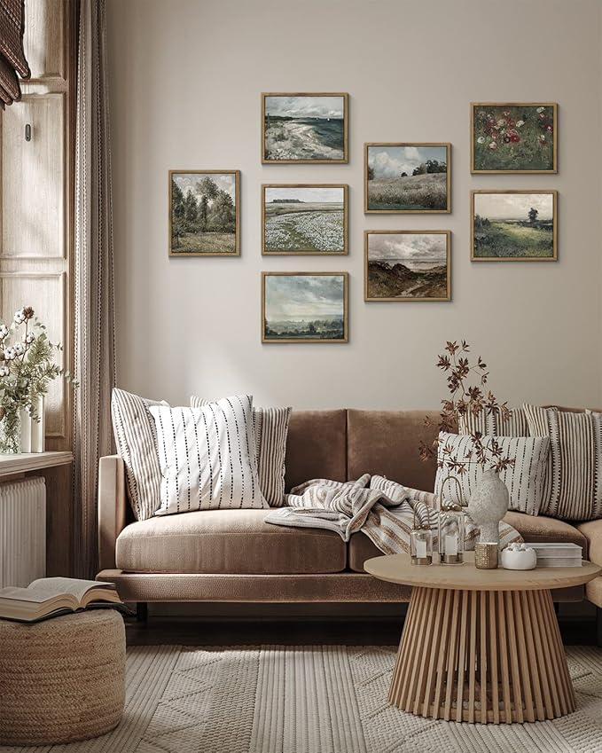 InSimSea Framed Canvas Wall Art Vintage Decor, The Vast Grassland Framed Wall - Image 2