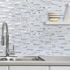 AULIGET 20 Sheets Faux Stone Peel and Stick Backsplash, Light Grey Marble Look - Image 5