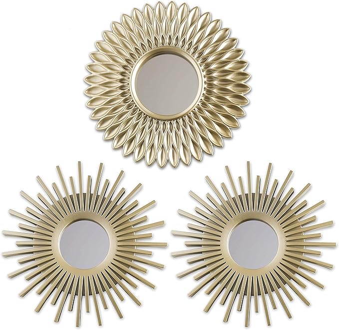 BONNYCO Gold Mirrors for Wall Pack of 3, Round Wall Mirrors Bedroom Room and by BONNYCO