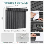 VEELIKE Charcoal Black Wooden Slat Wallpaper Peel and Stick Waterproof Dark - Image 8