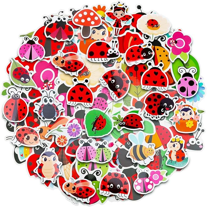100 Pack Ladybug Stickers, Lady Bug Party Favors, Birthday Decorations