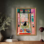 Fantasy Artists Henri Matisse Cat Wall Art, Framed Open Window Black Cat Canvas - Image 4