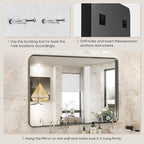 DUMOS Black Metal Framed Vanity Rounded Rectangle Bathroom Mirrors - Image 5