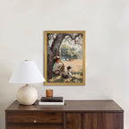 Wood Framed Canvas Wall Art, Vintage Boy and Dog Painting Poster, Countryside - Image 8