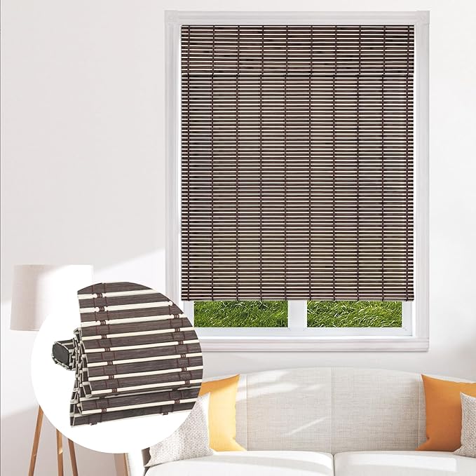 SEEYE Cordless Bamboo Blinds Shades, Light Filtering Bamboo Roller Shades by SEEYE