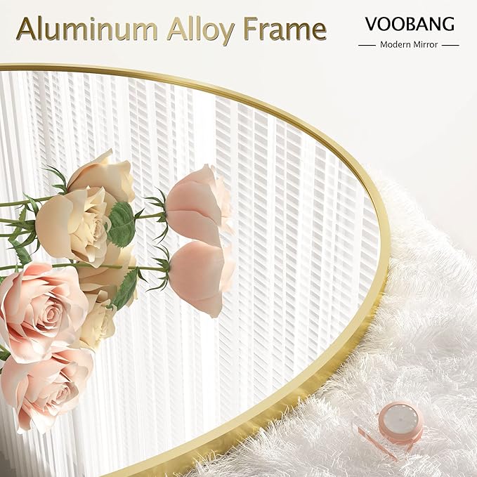 VooBang Round Mirror 19.6" Gold Wall Mounted Circle Mirrors Vanity Mirror - Image 3