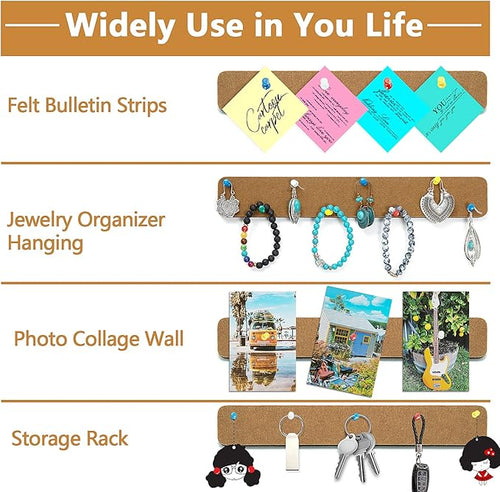 8 Pack Felt Pin Board Bar Strips Bulletin Board - Image 2