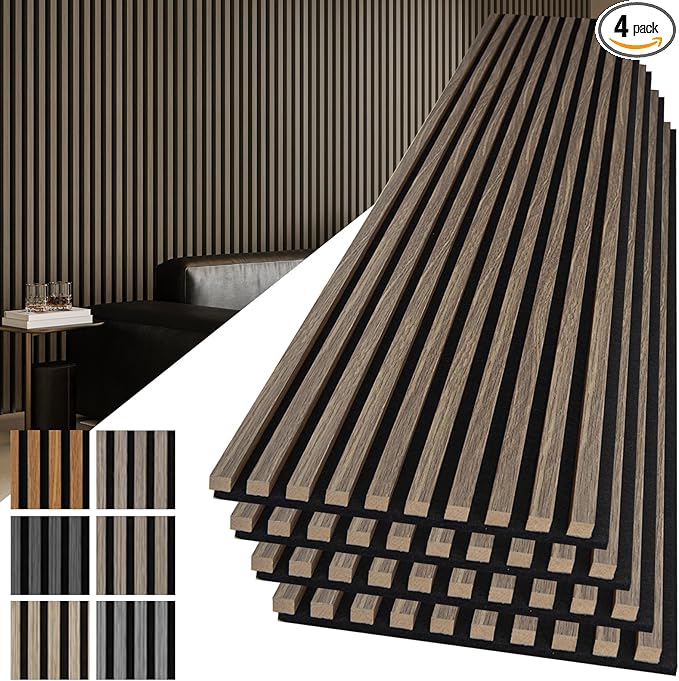 Art3d 4-Pack 108" x 12" Acoustic Wood Panels by Art3d
