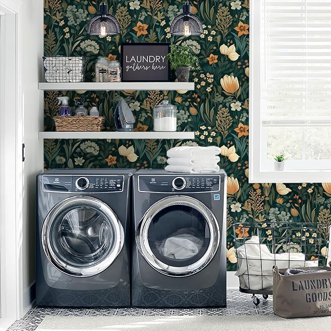 Orainege Vintage Floral Peel and Stick Wallpaper Boho Floral Contact Paper - Image 3