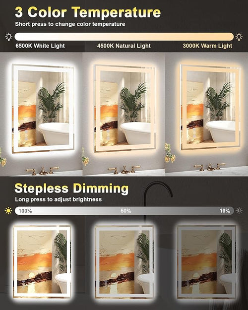 36x36 LED Bathroom Mirror with Lights, Super Bright Front & Backlit Vanity - Image 2