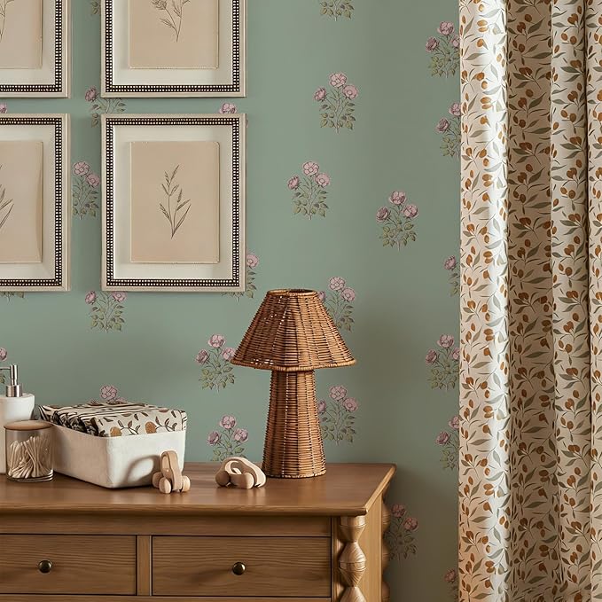 17.3" x 118.1" Vintage Floral Wallpaper Peel and Stick Boho Wallpaper Removable - Image 3