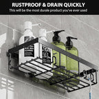 Moforoco Shower Caddy Shelf Organizer Rack, Self Adhesive Black Bathroom - Image 5
