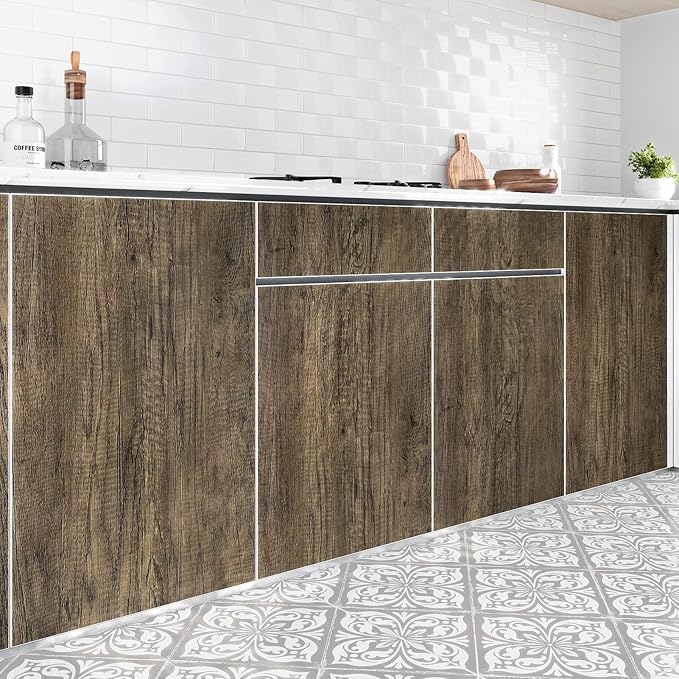 WESTICK Brown Wood Peel and Stick Countertop Wallpaper Waterproof Wood Contact - Image 4