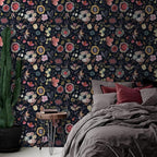 Wallpaper Peel and Stick Floral Wall Paper Removable Waterproof Blue/Red/Yellow - Image 7