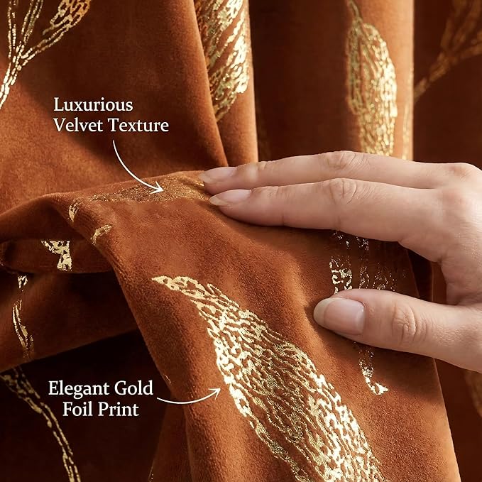 NICETOWN Burnt Orange Velvet Curtains - Image 4