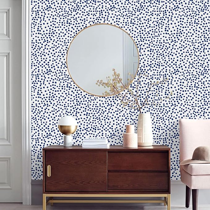 Jeweluck Blue Polka Dot Peel and Stick Wallpaper Blue and White Contact Paper - Image 6