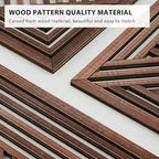 VIYYIEA Boho Solid Wood Carved Wall Art Set of 3, Geometric Minimalist Wooden - Image 3