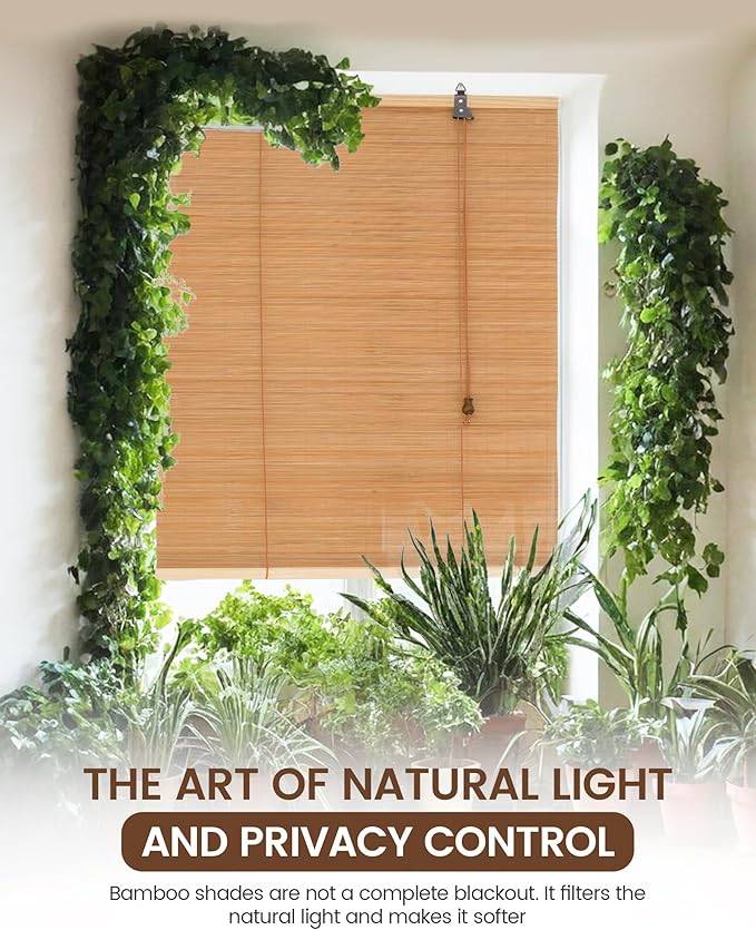 30" Wx64 H Bamboo Blinds Roller Shades - Image 8