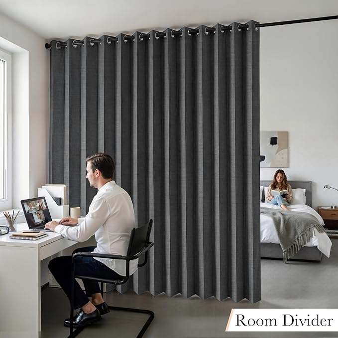 RYB HOME Accordion Style Room Divider Curtain-100% Blackout Folding Accordion - Image 9