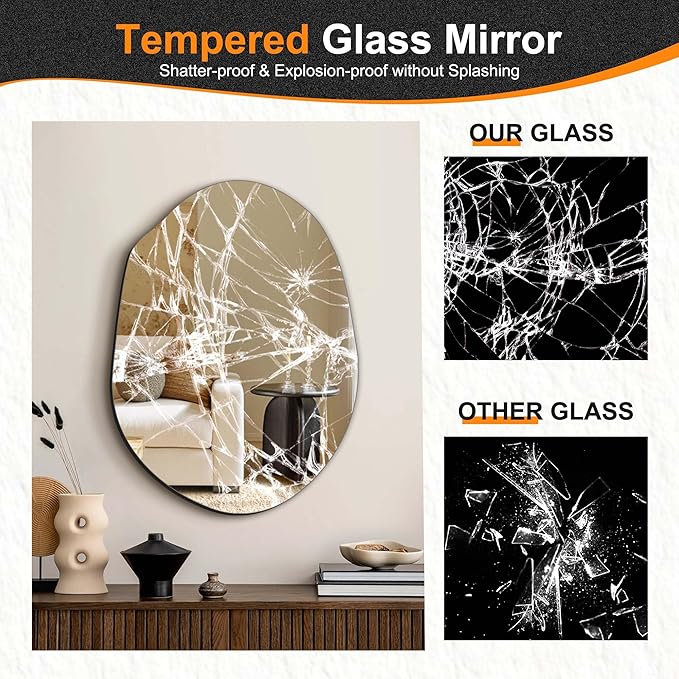 Delma Irregular Wall Mirror, Frameless Decorative Mirror - Image 5