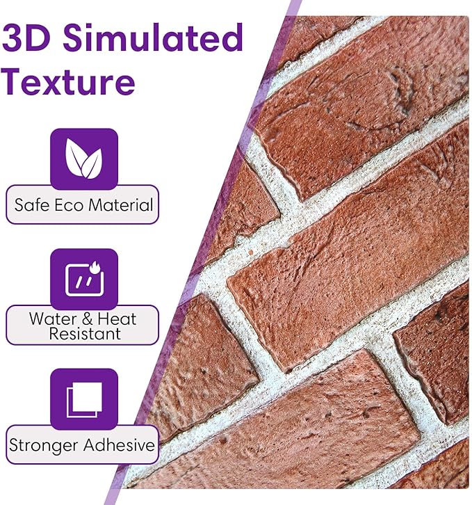 3D Faux Brick Wall Panels Peel and Stick, Small Brick-Look Textured Wall Sticker - Image 7