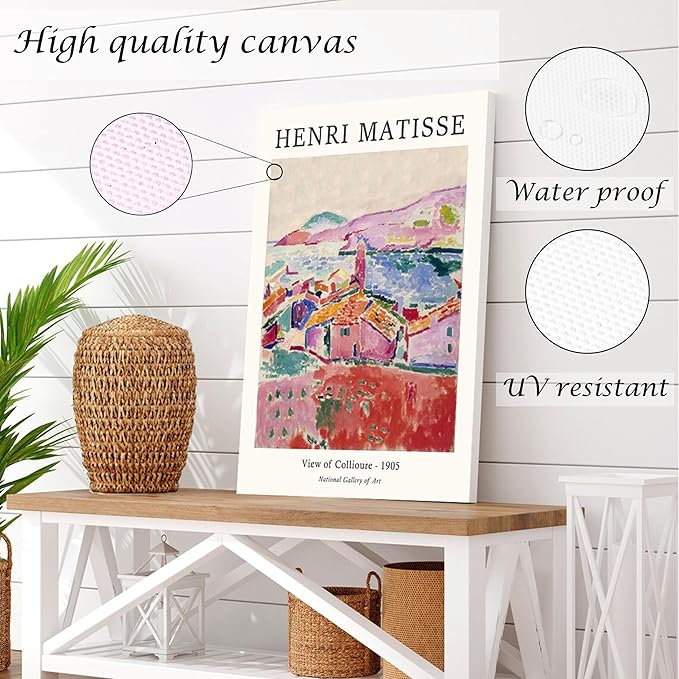 Induslyfe Framed Retro Vintage Wall Art Canvas Decor Set of 3, Matisse Prints - Image 5