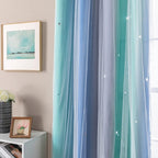 XiDi Curtains for Bedroom Decor, Rainbow BluGrenGrey-52-45 - Image 2
