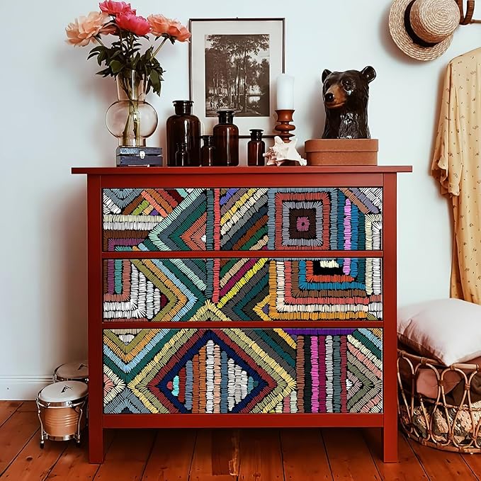 Retro Textured Peel and Stick Wallpaper Geometric Patchwork color Mosaic - Image 3