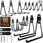 Pack 16 Garage Hooks Heavy Duty | Multi-Sized Wall-Mounted Tool Hangers by Unknown