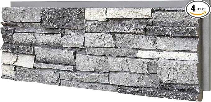 1.77 Inch Deep 3D Faux Stone Panels Stucco Wall Cover Rustic Stone Veneer by Wallwell