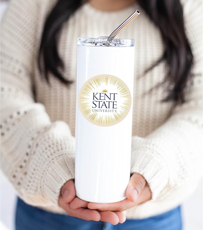 Kent State University Skinny Tumbler, Water Tumbler, Stainless Steel Tumbler, Tumbler Cup, Tumbler with Straw and Lid, Double Wall, Stainless Tumbler (Kent State University #12)