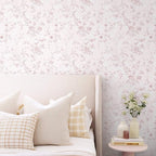 Ismoon Floral Peel and Stick Wallpaper Pink Stick on Wall Paper Vintage French - Image 2