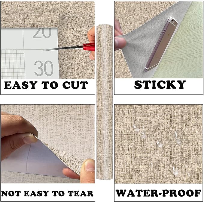 Yancorp 24"x197" Textured Fabric Peel and Stick Wallpaper - Image 7