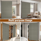 100% Blackout Room Divider Curtains Sets Grey W100 x L96 in 2 Panels No Drill - Image 7
