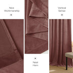 NICETOWN Wild Rose Velvet Curtains, Rod Pocket Velvet Drapes, Media Movie - Image 6