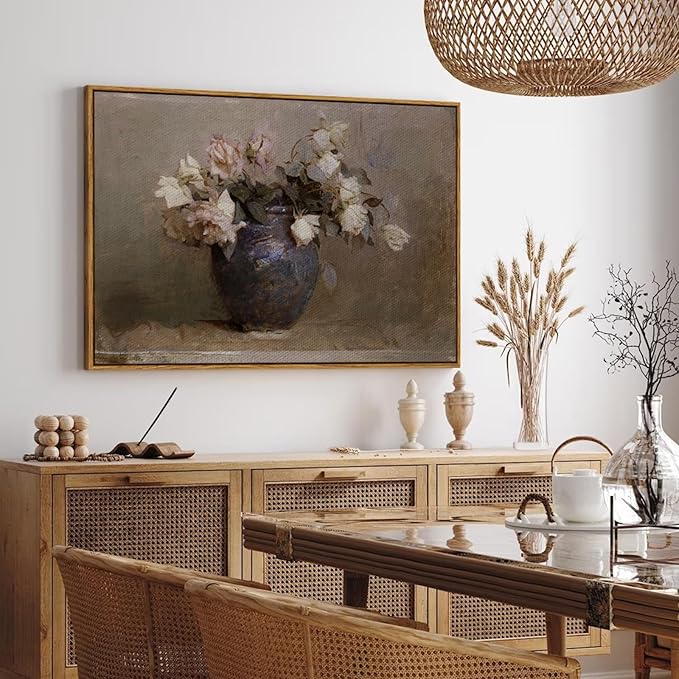 InSimSea Framed Canvas Wall Art Vintage Decor, Retro Floral Rustic Decorations - Image 3