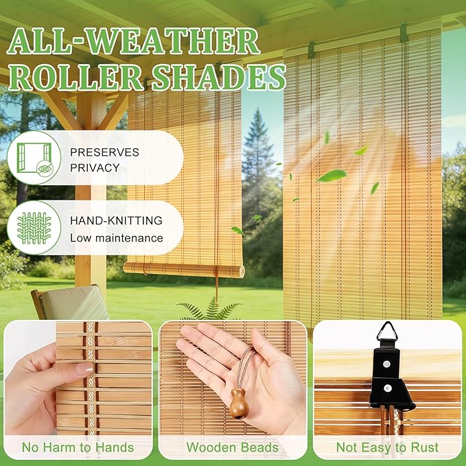 Bamboo Blinds 54x72 inch Bamboo Roman Shades - Image 2
