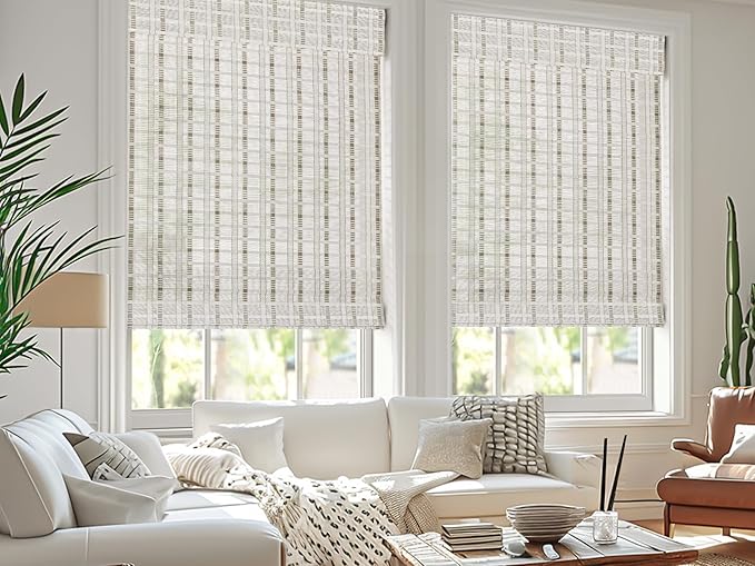 LazBlinds Cordless Bamboo Roman Shades, Custom Light Filtering Window Treatment - Image 5
