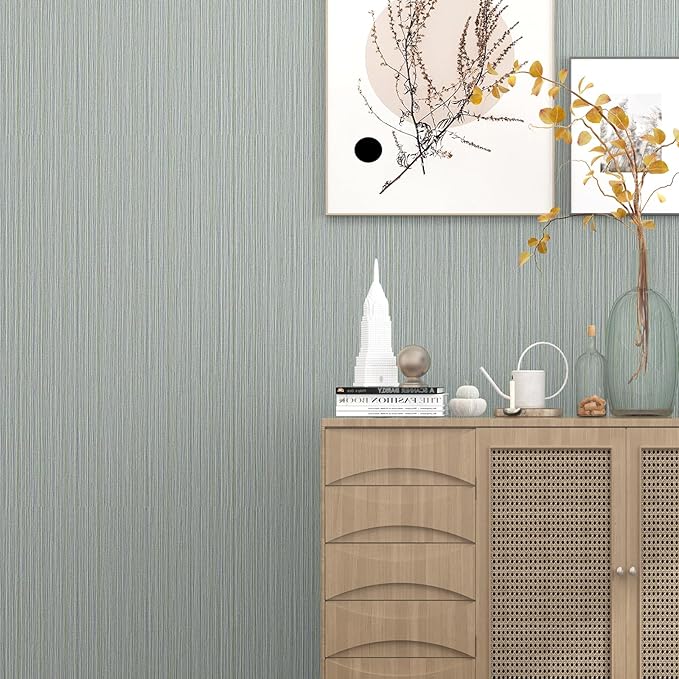 Blue Grasscloth Wallpaper Peel and Stick Fabric Linen Textured 24"x394" Classic - Image 6