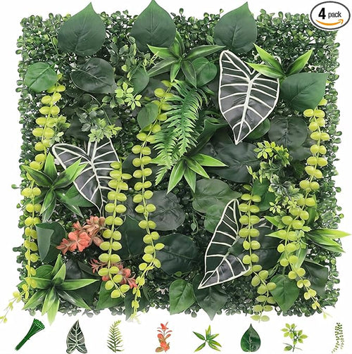 4 Pack 20"x20"Grass Wall Panels-Artificial Boxwood Panels by Unknown