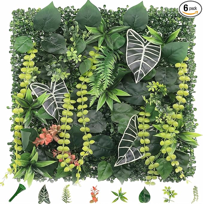 6 Pack 20"x20"Grass Wall Panels-Artificial Boxwood Panels by Unknown